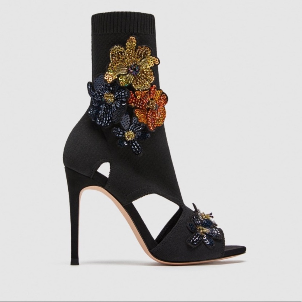 🚫SOLD🚫Zara sock style shoes w/embellished floral🚫…